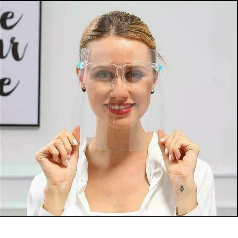 Protective face shield with anti fog double glasse